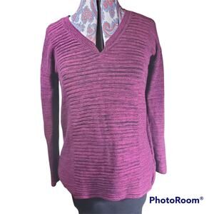 Ellen Tracy | Purple & Black Ribbed Sweater | Size Small